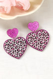 BH012231-6, Rose Leopard Heart Shaped Sequin Stud Earrings Gift for Her Mom Wife Valentine