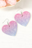 BH012230-10, Pink Valentine's Day Gradient Color Heart Shaped Drop Dangle Earrings