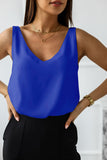 LC2567769-5-S, LC2567769-5-M, LC2567769-5-L, LC2567769-5-XL, LC2567769-5-2XL, Blue Deep V Neck Loose Tank Top Loose Sleeveless T Shirt Blouse