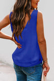 LC2567769-5-S, LC2567769-5-M, LC2567769-5-L, LC2567769-5-XL, LC2567769-5-2XL, Blue Deep V Neck Loose Tank Top Loose Sleeveless T Shirt Blouse
