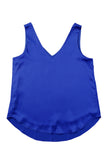 LC2567769-5-S, LC2567769-5-M, LC2567769-5-L, LC2567769-5-XL, LC2567769-5-2XL, Blue Deep V Neck Loose Tank Top Loose Sleeveless T Shirt Blouse