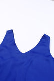 LC2567769-5-S, LC2567769-5-M, LC2567769-5-L, LC2567769-5-XL, LC2567769-5-2XL, Blue Deep V Neck Loose Tank Top Loose Sleeveless T Shirt Blouse