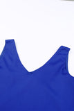 LC2567769-5-S, LC2567769-5-M, LC2567769-5-L, LC2567769-5-XL, LC2567769-5-2XL, Blue Deep V Neck Loose Tank Top Loose Sleeveless T Shirt Blouse