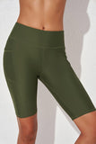 LC472196-9-S, LC472196-9-M, LC472196-9-L, LC472196-9-XL, LC472196-9-2XL, LC472196-9-3XL, Green Womens Swim Shorts Solid High Waist Swimwear Shorts with Pockets