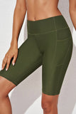 LC472196-9-S, LC472196-9-M, LC472196-9-L, LC472196-9-XL, LC472196-9-2XL, LC472196-9-3XL, Green Womens Swim Shorts Solid High Waist Swimwear Shorts with Pockets