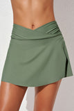 LC472305-9-S, LC472305-9-M, LC472305-9-L, LC472305-9-XL, LC472305-9-2XL, Green Women's High Waisted Swim Skirt Flared Swim Skirt