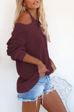 Womens Knit Sweaters Cotton Cold Shoulder Tunic Sweater Tops