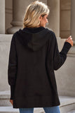 LC25311926-2-S, LC25311926-2-M, LC25311926-2-L, LC25311926-2-XL, LC25311926-2-2XL, Black Batwing Sleeve Pocketed Henley Hoodie
