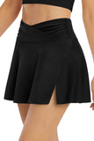 LC472305-2-S, LC472305-2-M, LC472305-2-L, LC472305-2-XL, LC472305-2-2XL, Black Women's High Waisted Swim Skirt Flared Swim Skirt