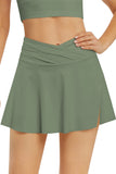 LC472305-9-S, LC472305-9-M, LC472305-9-L, LC472305-9-XL, LC472305-9-2XL, Green Women's High Waisted Swim Skirt Flared Swim Skirt