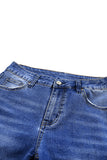 LC7872224-5-4, LC7872224-5-6, LC7872224-5-8, LC7872224-5-10, LC7872224-5-12, LC7872224-5-14, LC7872224-5-16, LC7872224-5-18, Blue Women's Jeans Roll-up Edge Bermuda Short Jeans Denim Jeans Short