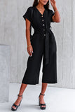 LC643609-2-S, LC643609-2-M, LC643609-2-L, LC643609-2-XL, LC643609-2-2XL, Black Women's Casual Long Pants Romper V Neck Pocketed Jumpsuit