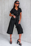 LC643609-2-S, LC643609-2-M, LC643609-2-L, LC643609-2-XL, LC643609-2-2XL, Black Women's Casual Long Pants Romper V Neck Pocketed Jumpsuit