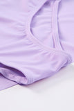 LC443469-8-S, LC443469-8-M, LC443469-8-L, LC443469-8-XL, LC443469-8-2XL, Purple Women's One Piece Swimdress Skirted Strappy V Neck Side Split One-piece Bathing Suit