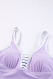 LC443469-8-S, LC443469-8-M, LC443469-8-L, LC443469-8-XL, LC443469-8-2XL, Purple Women's One Piece Swimdress Skirted Strappy V Neck Side Split One-piece Bathing Suit