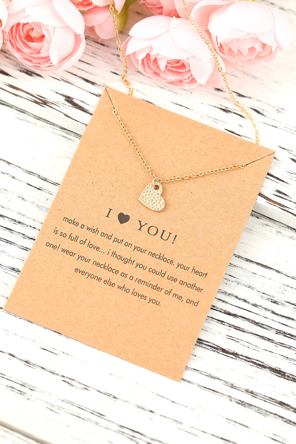 BH011454-12, Gold Valentine's Jewelry Gift Heart Pendant Alloy Necklace for Women