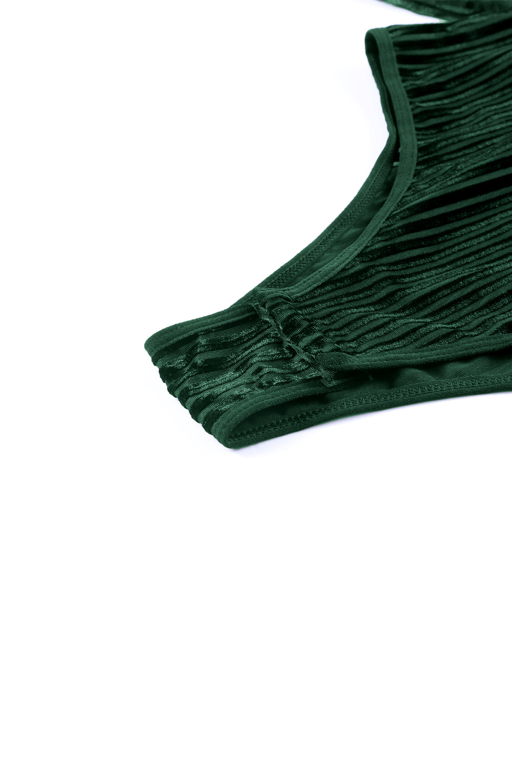 LC6421176-9-S, LC6421176-9-M, LC6421176-9-L, LC6421176-9-XL, Green Women's Sheer Dotty Long Sleeve Ribbed Mesh Velvet Bodysuit