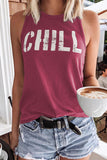 LC256898-3-S, LC256898-3-M, LC256898-3-L, LC256898-3-XL, LC256898-3-2XL, Red CHILL Graphic Tank Tops for Womens Summer Sleeveless Vest T Shirt
