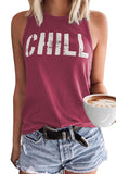 LC256898-3-S, LC256898-3-M, LC256898-3-L, LC256898-3-XL, LC256898-3-2XL, Red CHILL Graphic Tank Tops for Womens Summer Sleeveless Vest T Shirt