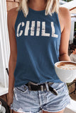 LC256898-5-S, LC256898-5-M, LC256898-5-L, LC256898-5-XL, LC256898-5-2XL, Blue CHILL Graphic Tank Tops for Womens Summer Sleeveless Vest T Shirt
