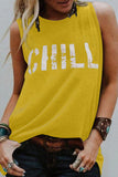 LC256898-7-S, LC256898-7-M, LC256898-7-L, LC256898-7-XL, LC256898-7-2XL, Yellow CHILL Graphic Tank Tops for Womens Summer Sleeveless Vest T Shirt