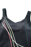 LC443354-2-S, LC443354-2-M, LC443354-2-L, LC443354-2-XL, LC443354-2-2XL, Black Women One Piece Swimsuit Striped Pattern Print Sleeveless Bathing Suit