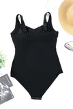 LC443354-2-S, LC443354-2-M, LC443354-2-L, LC443354-2-XL, LC443354-2-2XL, Black Women One Piece Swimsuit Striped Pattern Print Sleeveless Bathing Suit