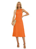 LC273384-14-S, LC273384-14-M, LC273384-14-L, LC273384-14-XL, Orange Women's Knit Tank Dresses Vacation Sleeveless Ribbed Swing Party Midi Dresses