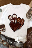 LC25219384-1-S, LC25219384-1-M, LC25219384-1-L, LC25219384-1-XL, LC25219384-1-2XL, White Womens Love Heart Print Western T-shirt Graphic Valentine's Day Tees Tops
