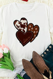 LC25219384-1-S, LC25219384-1-M, LC25219384-1-L, LC25219384-1-XL, LC25219384-1-2XL, White Womens Love Heart Print Western T-shirt Graphic Valentine's Day Tees Tops