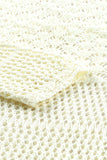 LC421624-15-S, LC421624-15-M, LC421624-15-L, LC421624-15-XL, Beige Women's Crochet Hollow Out Mini Dress Long Sleeve Beach Swimsuit