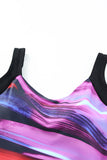 LC443354-8-S, LC443354-8-M, LC443354-8-L, LC443354-8-XL, LC443354-8-2XL, Purple Women One Piece Swimsuit Striped Pattern Print Sleeveless Bathing Suit