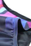 LC443354-8-S, LC443354-8-M, LC443354-8-L, LC443354-8-XL, LC443354-8-2XL, Purple Women One Piece Swimsuit Striped Pattern Print Sleeveless Bathing Suit