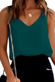 LC2567769-109-S, LC2567769-109-M, LC2567769-109-L, LC2567769-109-XL, LC2567769-109-2XL, Green Deep V Neck Loose Tank Top Loose Sleeveless T Shirt Blouse