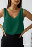 LC2567769-9-S, LC2567769-9-M, LC2567769-9-L, LC2567769-9-XL, LC2567769-9-2XL, Green Deep V Neck Loose Tank Top Loose Sleeveless T Shirt Blouse