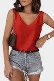 LC2567769-3-S, LC2567769-3-M, LC2567769-3-L, LC2567769-3-XL, LC2567769-3-2XL, Red Deep V Neck Loose Tank Top Loose Sleeveless T Shirt Blouse