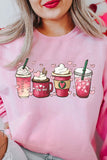 LC25314206-10-S, LC25314206-10-M, LC25314206-10-L, LC25314206-10-XL, LC25314206-10-2XL, Women's Casual Pink Sweatshirt Valentines Sweet Drinking Graphic Print Tops