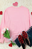 LC25314206-10-S, LC25314206-10-M, LC25314206-10-L, LC25314206-10-XL, LC25314206-10-2XL, Women's Casual Pink Sweatshirt Valentines Sweet Drinking Graphic Print Tops