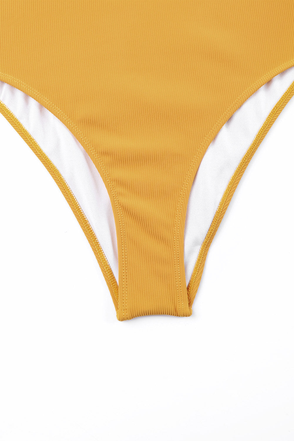 LC443450-7-S, LC443450-7-M, LC443450-7-L, LC443450-7-XL, LC443450-7-2XL, Yellow Women One Piece Swimsuit Tassel Tie Straps Ribbed Bathing Suit