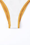 LC443450-7-S, LC443450-7-M, LC443450-7-L, LC443450-7-XL, LC443450-7-2XL, Yellow Women One Piece Swimsuit Tassel Tie Straps Ribbed Bathing Suit