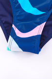 LC443354-22-S, LC443354-22-M, LC443354-22-L, LC443354-22-XL, LC443354-22-2XL, Multicolor Women One Piece Swimsuit Striped Pattern Print Sleeveless Bathing Suit