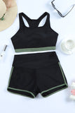 LC415772-9-S, LC415772-9-M, LC415772-9-L, LC415772-9-XL, LC415772-9-2XL, Green 3 Piece Swimsuits for Women Printed Sporty Racerback Tankini Swimsuit