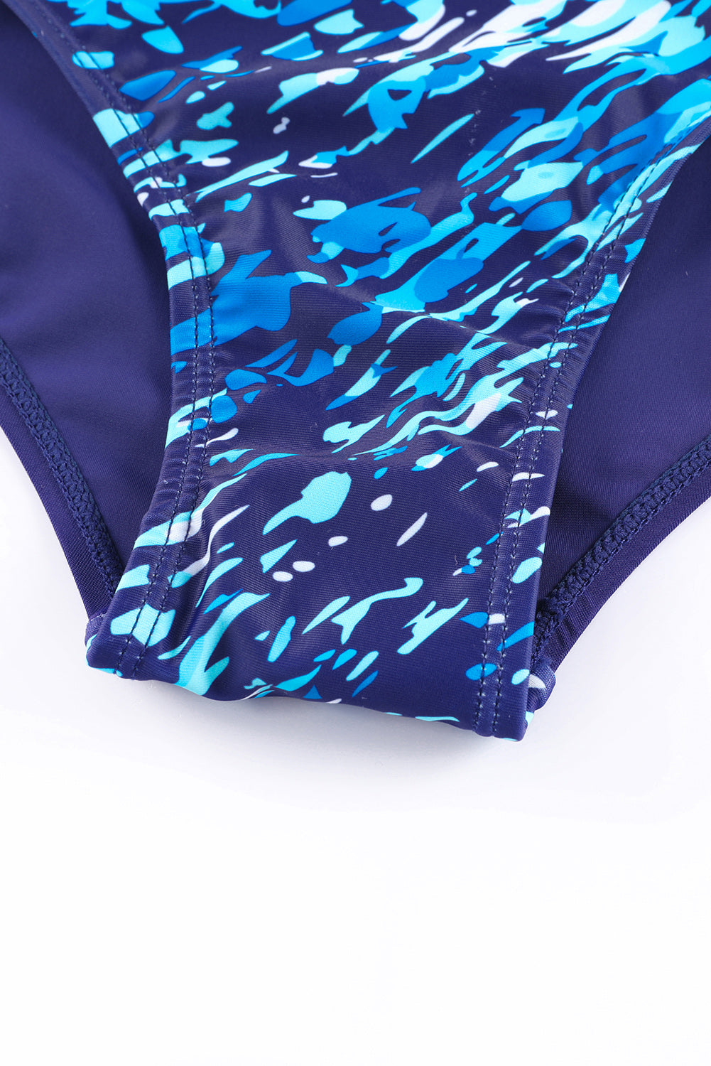 LC443354-105-S, LC443354-105-M, LC443354-105-L, LC443354-105-XL, LC443354-105-2XL, Blue Women One Piece Swimsuit Striped Pattern Print Sleeveless Bathing Suit