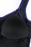 LC443354-105-S, LC443354-105-M, LC443354-105-L, LC443354-105-XL, LC443354-105-2XL, Blue Women One Piece Swimsuit Striped Pattern Print Sleeveless Bathing Suit