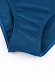 LC443469-105-S, LC443469-105-M, LC443469-105-L, LC443469-105-XL, LC443469-105-2XL, Blue Women's One Piece Swimdress Skirted Strappy V Neck Side Split One-piece Bathing Suit