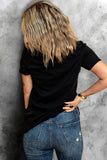 LC25219489-2-S, LC25219489-2-M, LC25219489-2-L, LC25219489-2-XL, LC25219489-2-2XL, Black XOXO Leopard Print T Shirt Valentines Day Heart Tops