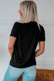 LC25219489-2-S, LC25219489-2-M, LC25219489-2-L, LC25219489-2-XL, LC25219489-2-2XL, Black XOXO Leopard Print T Shirt Valentines Day Heart Tops