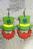 BH012326-9, St. Patrick's Day Green Shamrock Clover Teardrop Earrings