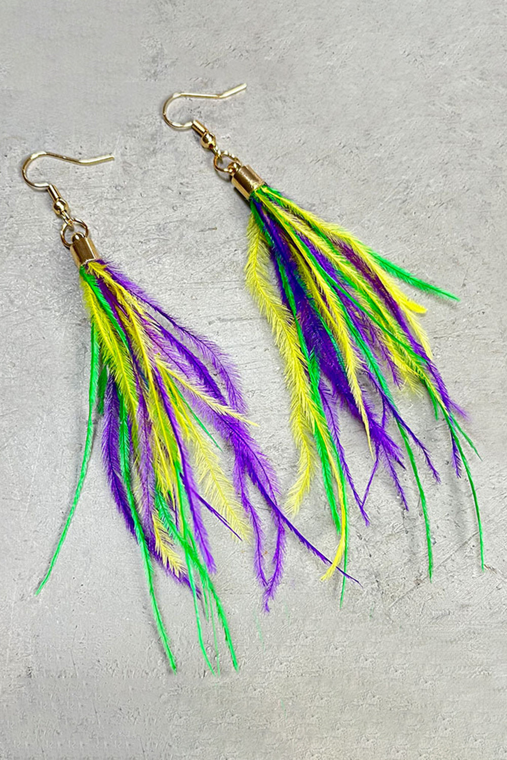 BH012329-22, Multicolor Mardi Gras Tassel Dangle Earrings Carnival Earrings for Women