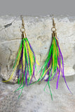 BH012329-22, Multicolor Mardi Gras Tassel Dangle Earrings Carnival Earrings for Women